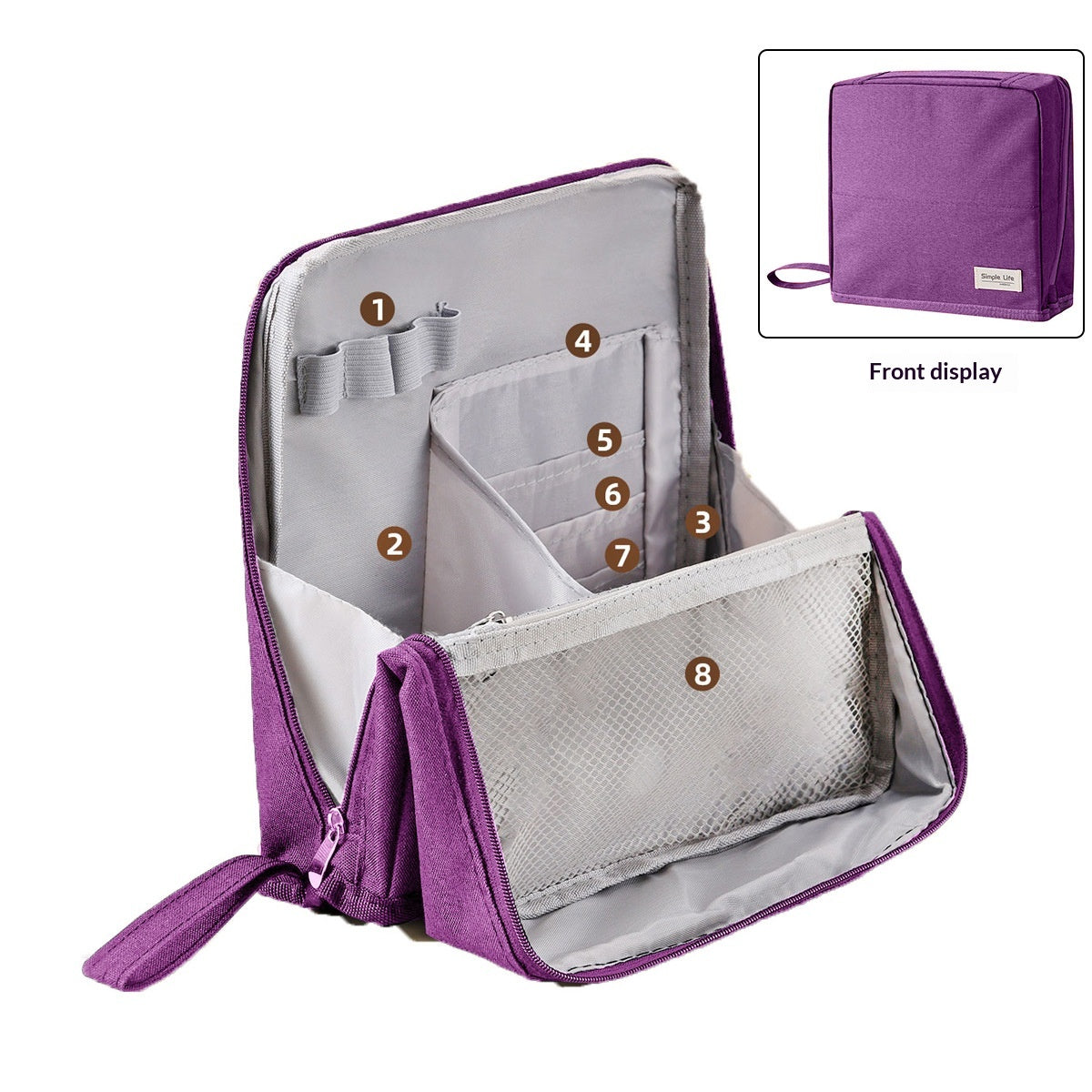 Sac cosmétique vertical grande capacité avec miroir portable