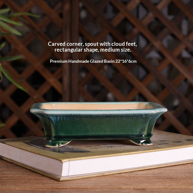 Planteur rectangulaire en céramique émaillée pour plantes vertes
