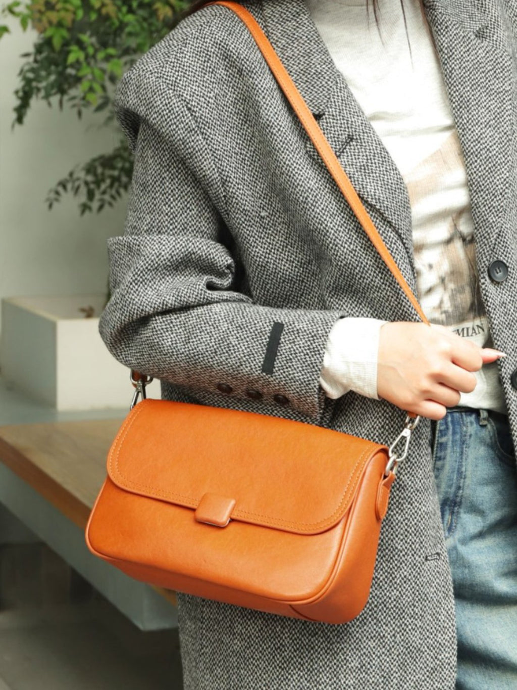 Sac en cuir véritable pour femmes Sac à épaule simple