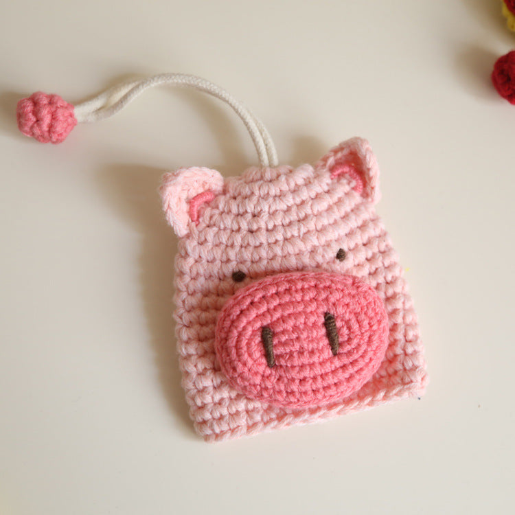 Couvercle de protection tissé à la main pour le sac à clé tricoté mignon de dessin animé