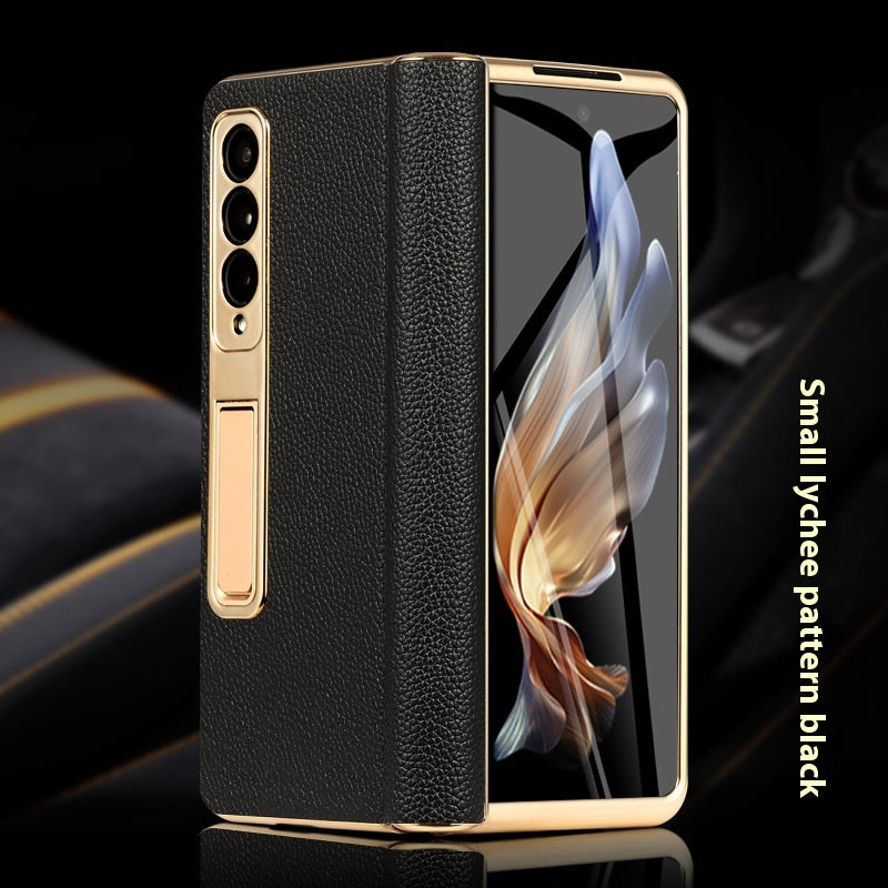 Étui de téléphone en cuir véritable F pliable écran amélioré anti-chute