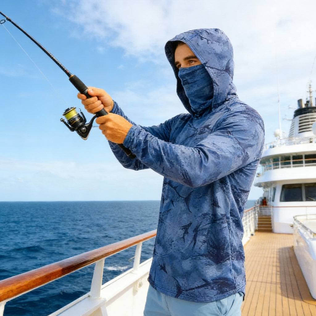 Pêche Hoodie voile chemise Surf couverture visage cou été hommes longue manches chasse Jersey
