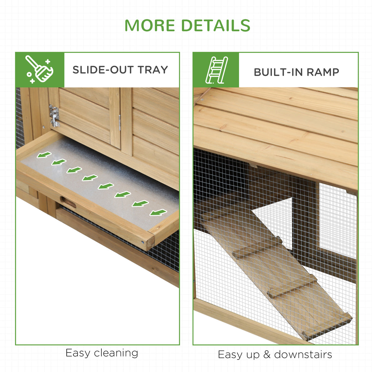59" Petit poulailler en bois Hen House Cage de volaille pour jardin extérieur avec 2 portes