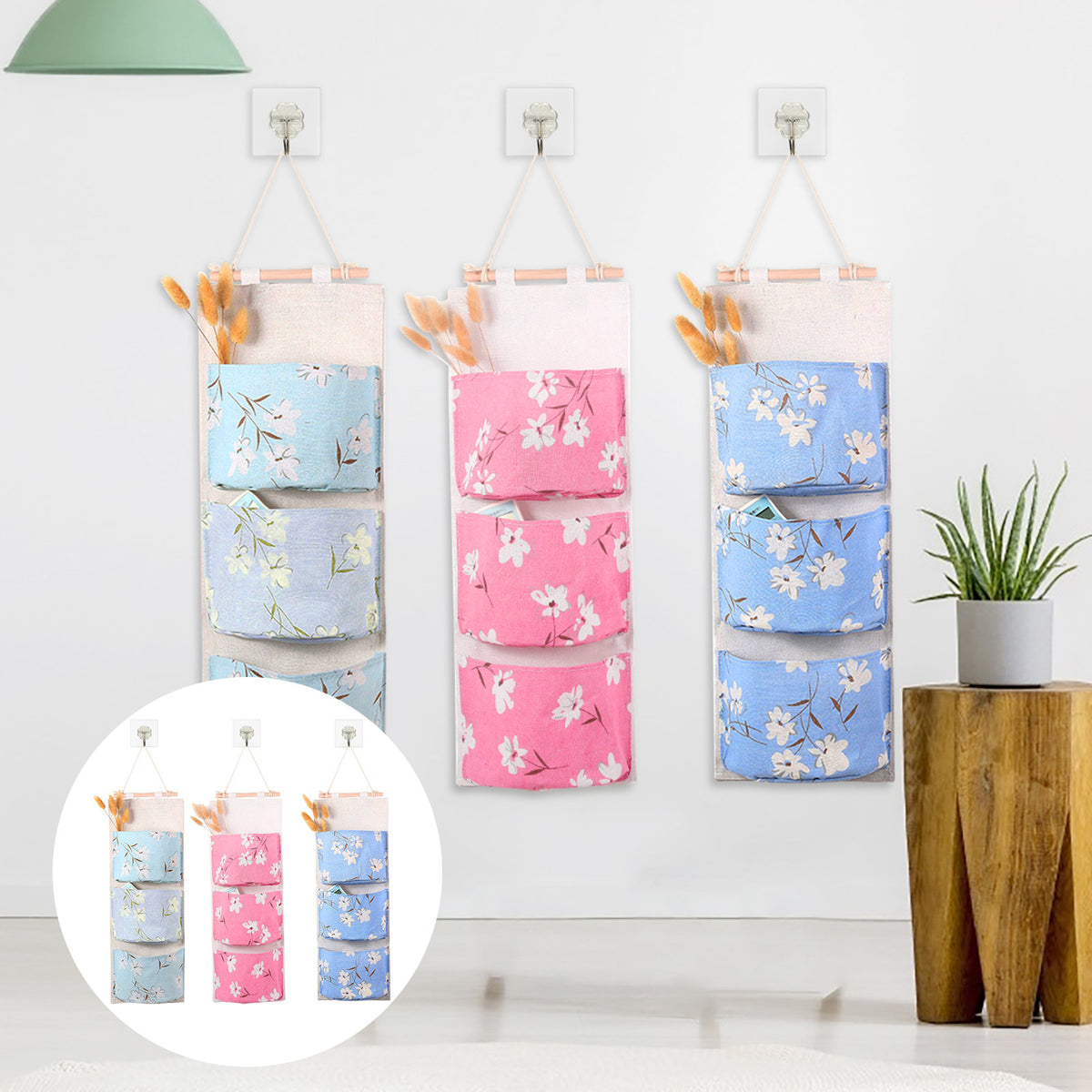 Set de pochette de rangement mural - 3 pièces