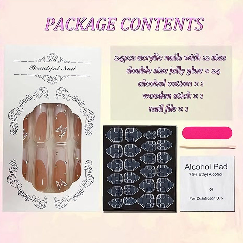 24 PCS Diamond Butterfly Art des ongles