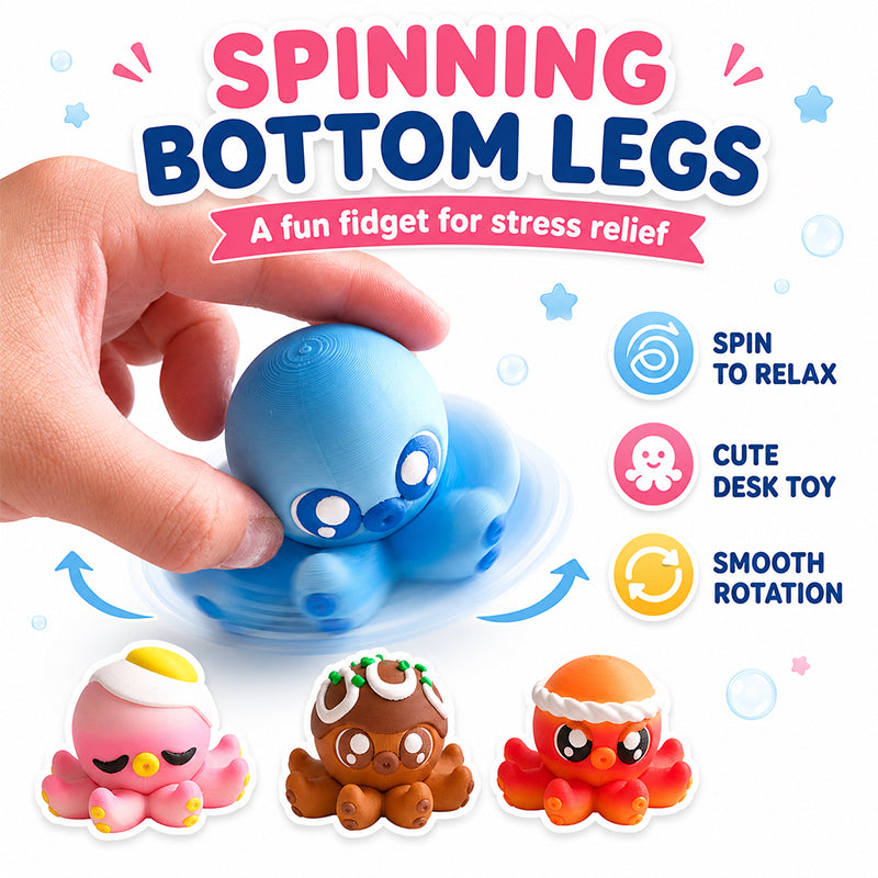 3D Imprimé Spinning Octopus Fidget Toy Cute Desk Stress Relief Accessory
