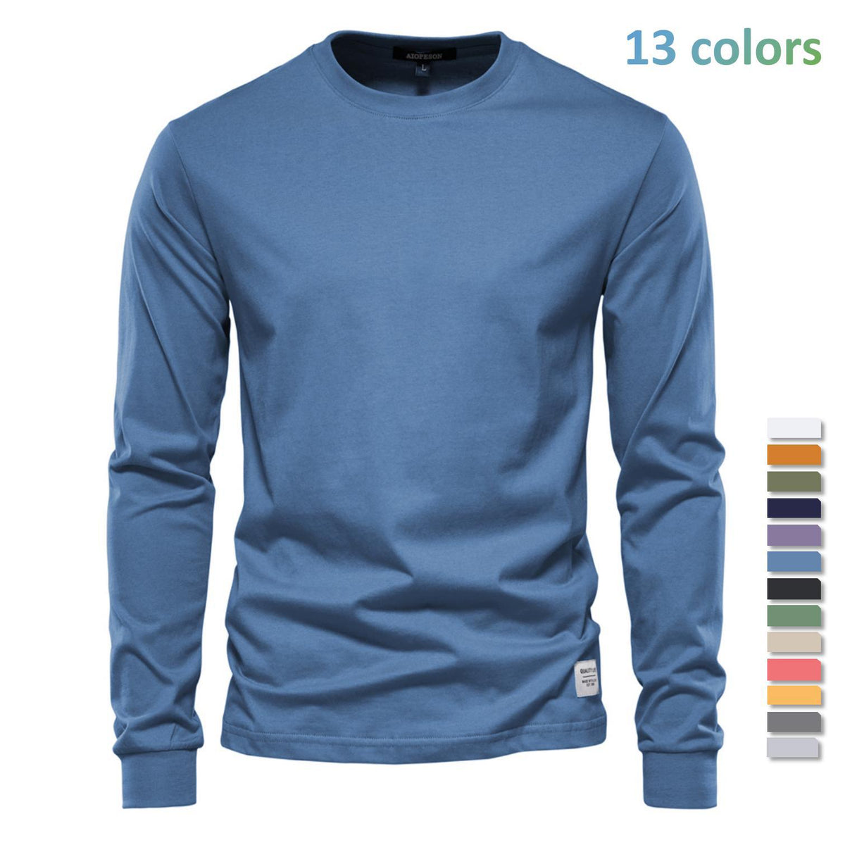 Autumn Trendy Long-Sleeved European-style Homme Solid Color Long-Sleeved Top High Street M