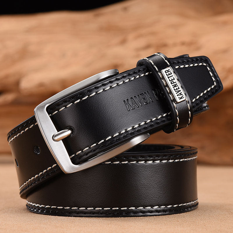 Ceinture de vache en cuir simple et polyvalente pour hommes