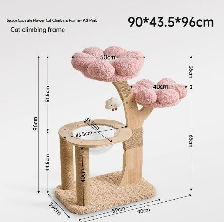Arbre de chat compact et peu encombrant avec un nid cozy et un scratching durable en forme de champignons P