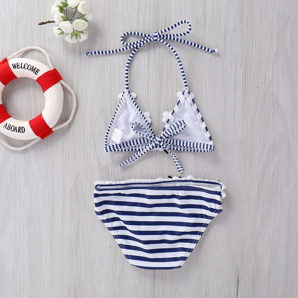 Maillot de bain en dentelle rayée bébé