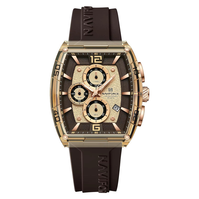 Montre Quartz pour hommes Bracelet en silicone en forme de barrique Montre sport résistant à l'eau