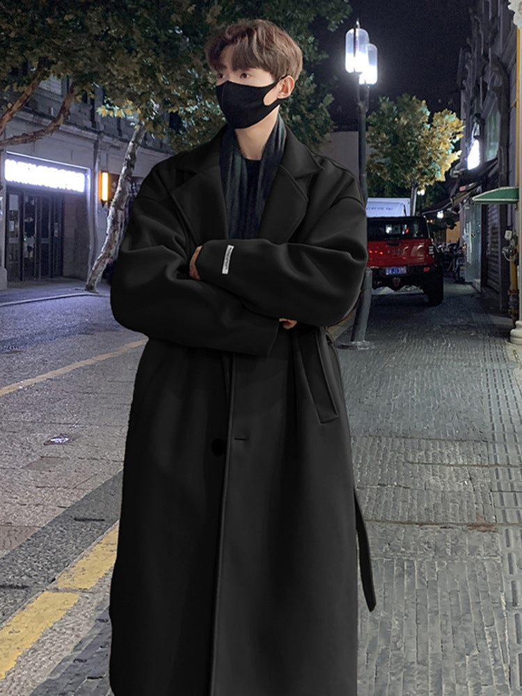 Manteau de laine mi-long style britannique d'hiver pour hommes