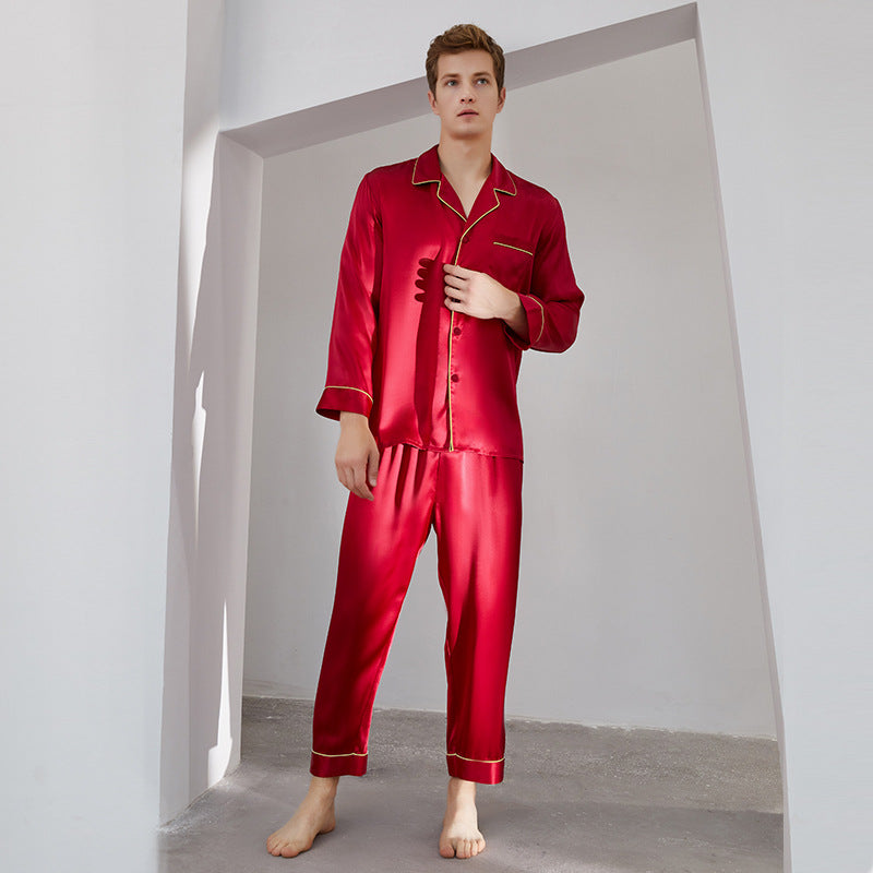 Pyjama en soie de luxe pour le top à manches longues et pantalons longs