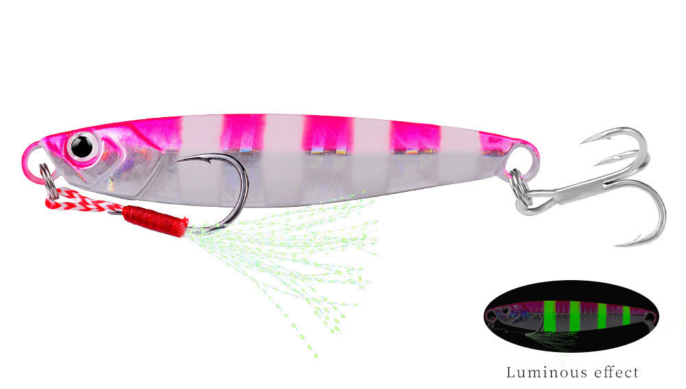 Lumineux long S double crochet plaque de fer Lure en métal Faux bionique Bâton de pêche submergé