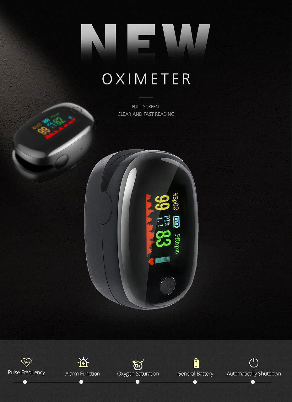 Oximètre pulsé à bout de doigts - OLED affichage sang Saturation d'oxygène et moniteur de fréquence cardiaque avec