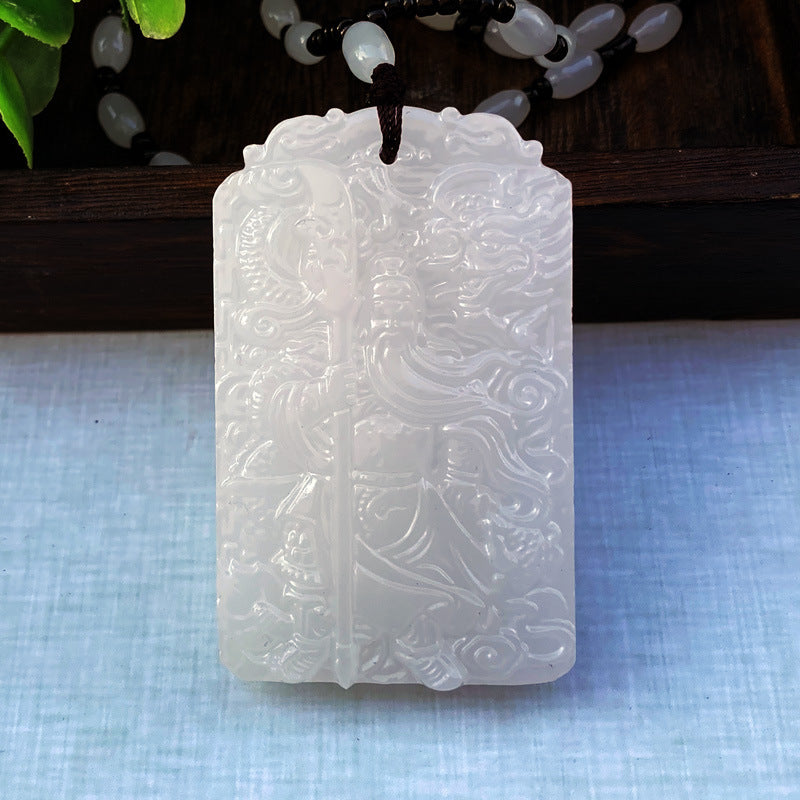 Afghan White Jade Broadsword Guan Gong Pendentif homme Jade Taobao Trembles Live vendra G