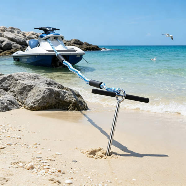 Anchor de sable en acier inoxydable 36 pouces avec poignée amovible