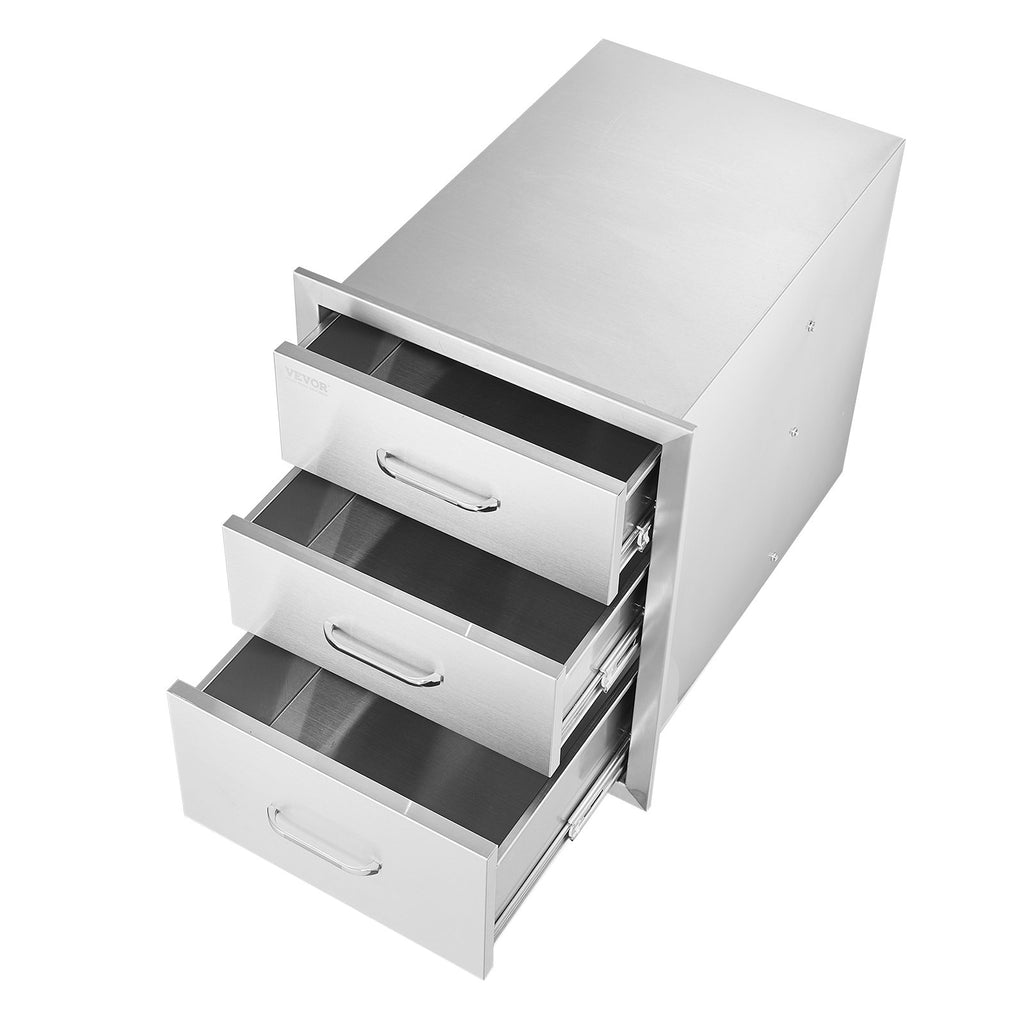 VEVOR 18x20.5 pouces cuisine extérieure en acier inoxydable triple accès BBQ tiroirs avec Chrome H