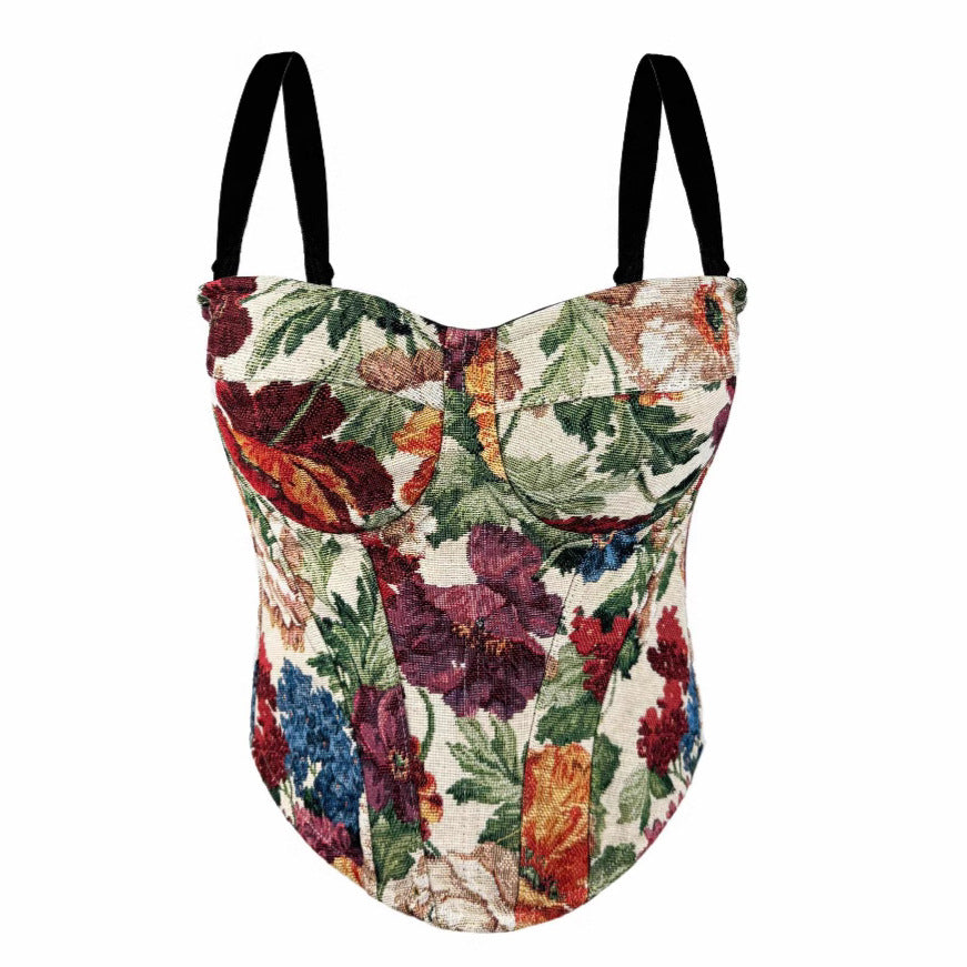 Sexy Strapless Top Sling Intérieur Dentelle Extérieure Porte Pad Retro Court Style Fishbone Bra