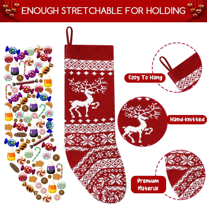 Classic Christmas Bas Brodé Polyester Décoration suspendue