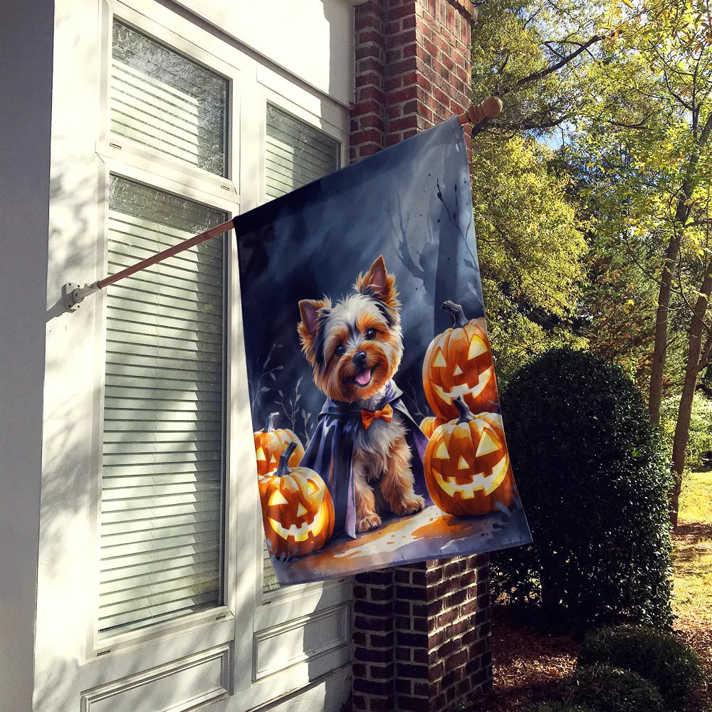 Yorkshire Terrier Puppy Maison d'Halloween Drapeau Grand porc Pôle à manches décoratif à l'extérieur Ya