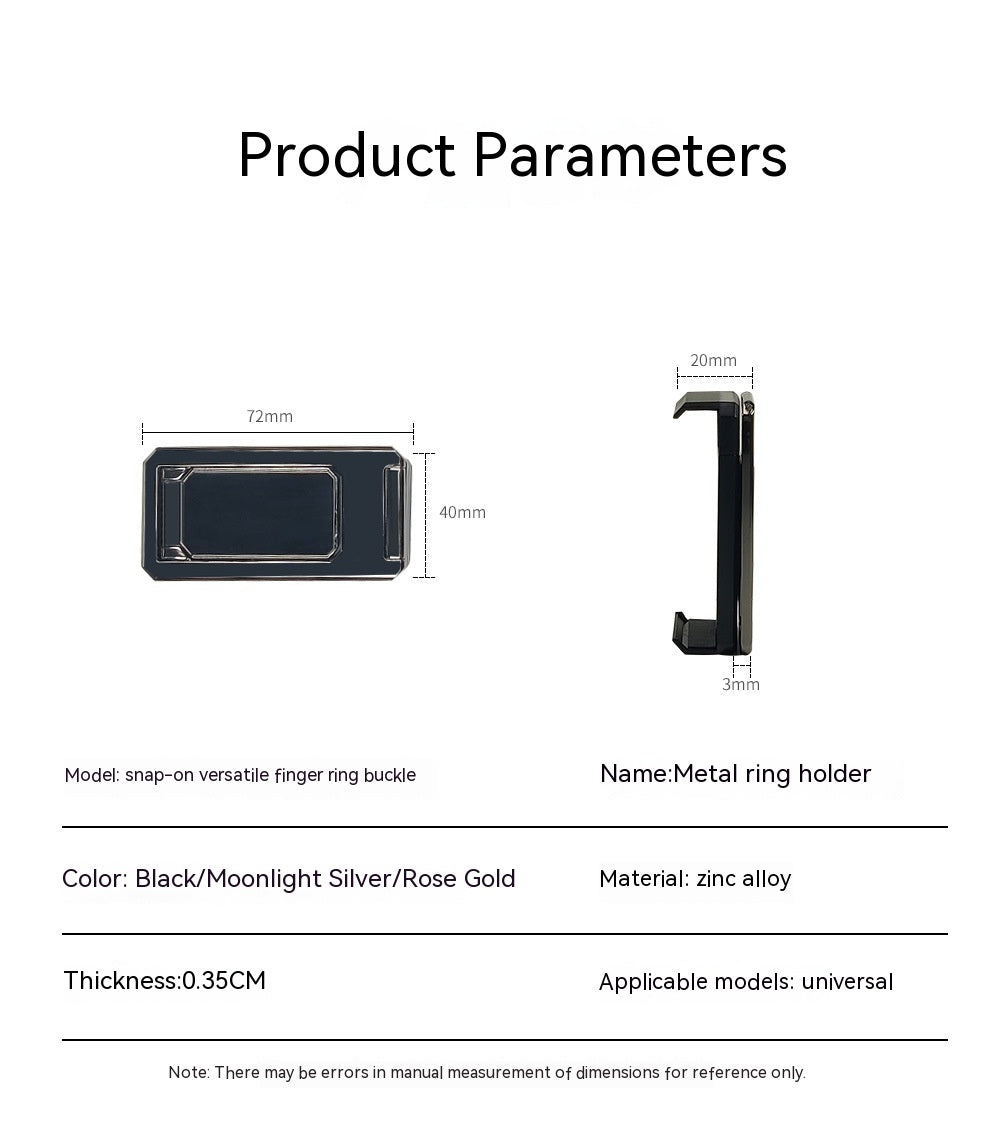 Dos Splint Double Anneau Carré Support de Téléphone Mobile Magnetic Metal