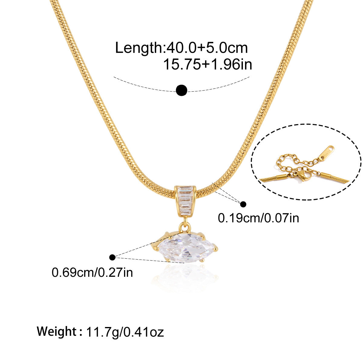 Zircon Collier en acier titane Et résistant à la Fade