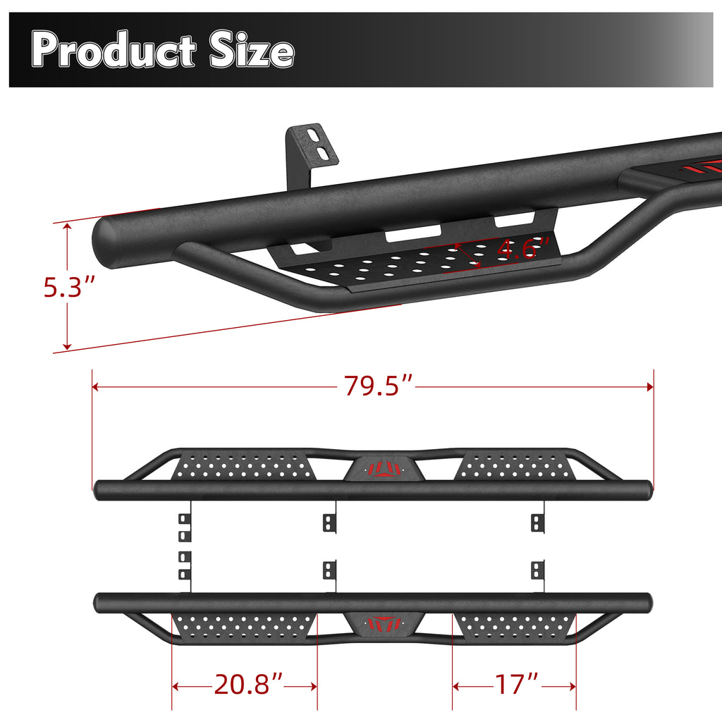 Planches de course Étapes latérales pour Toyota Tacoma Double Cab Drop Nerf Bars
