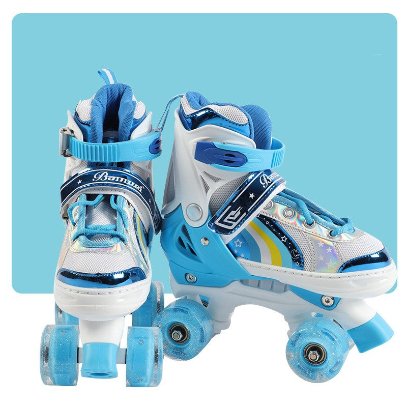 Patins pour enfants Double rang Quatre roues Plein flash