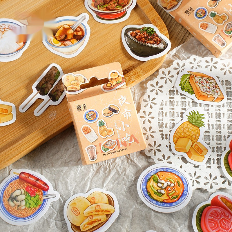 Stickers Box-packed Marché de nuit Snacks Adhésif Etiquette Peintre Compte Diy Sceau décoratif