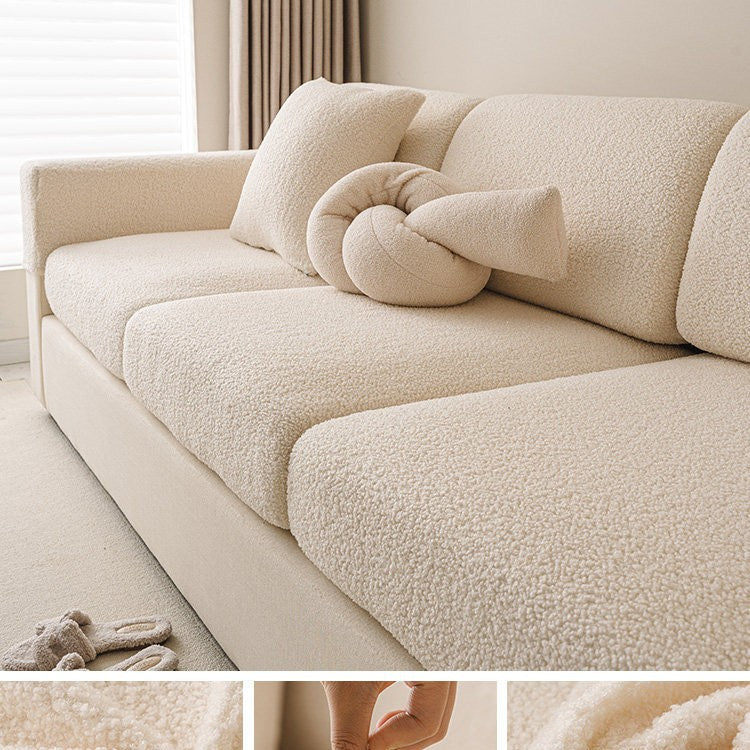 Couvre-sofa stretch de couleur solide crémeuse