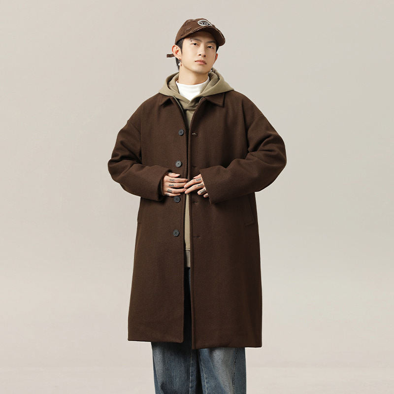 AutomneHiver Laine double-facé Manteau Hommes Style de longueur moyenne