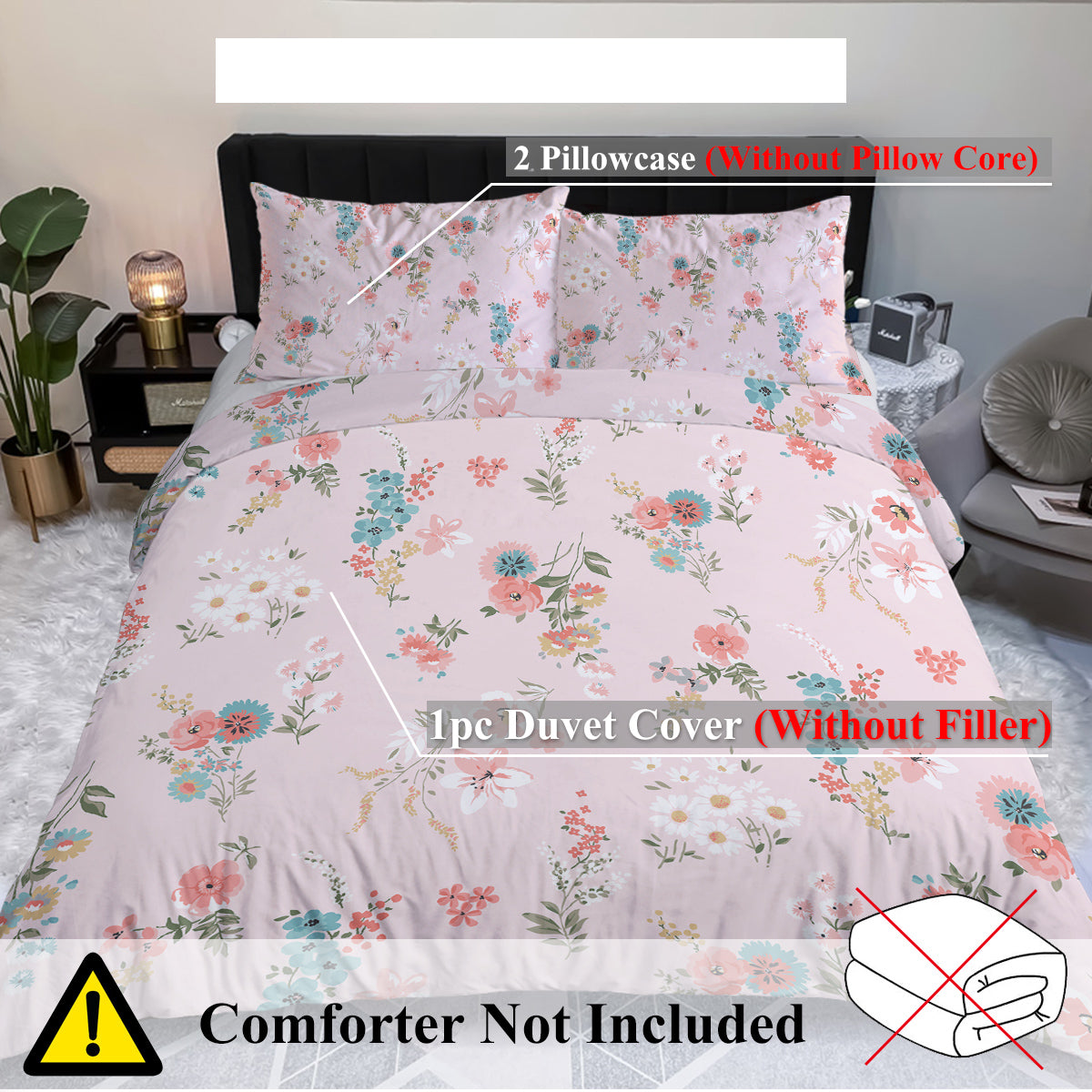 Ensemble de literie florale pour filles