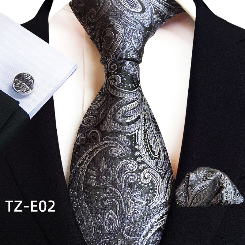 Paisley Tie Square Scarf Pocket Square Cufflinks Ensemble de trois pièces