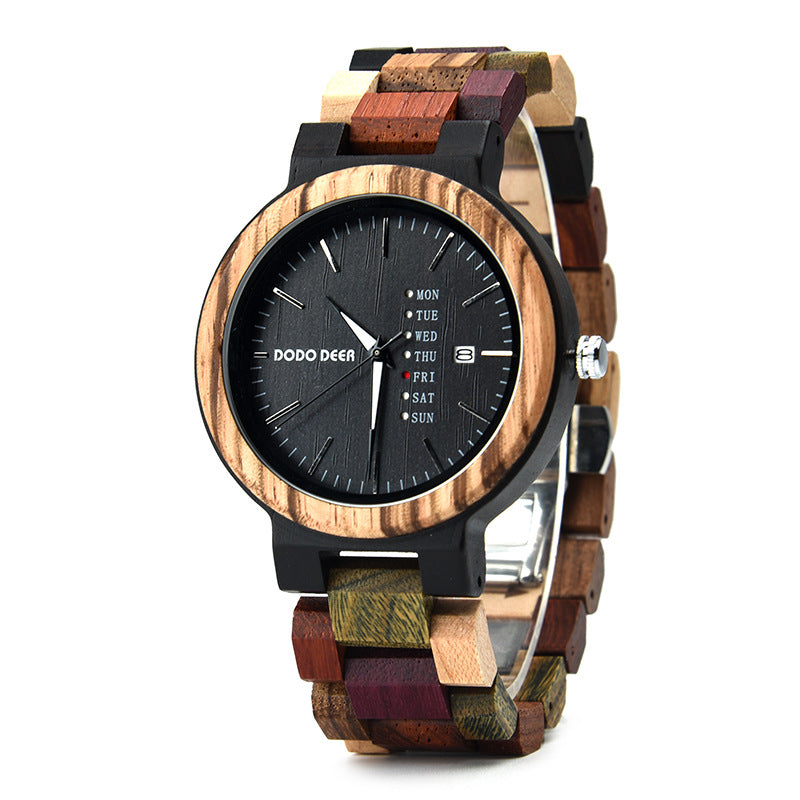Wood Couple's European and American Style Calendrier Watch