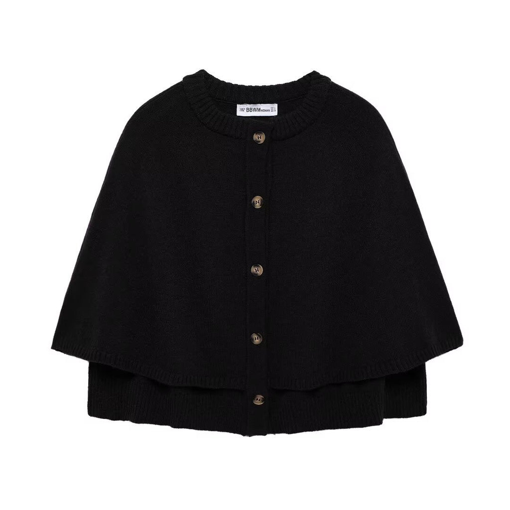 Femme Mode Versatile Cape-style Col rond Châle tricoté Veste courte