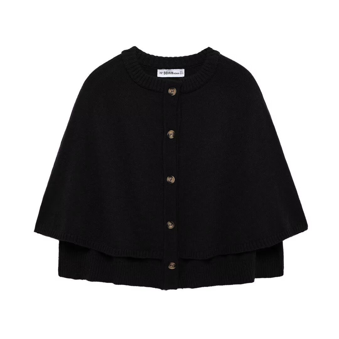 Femme Mode Versatile Cape-style Col rond Châle tricoté Veste courte