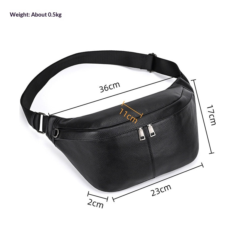 Épaule véritable en cuirCrossbody Bag Hommes grande capacité poitrine sac