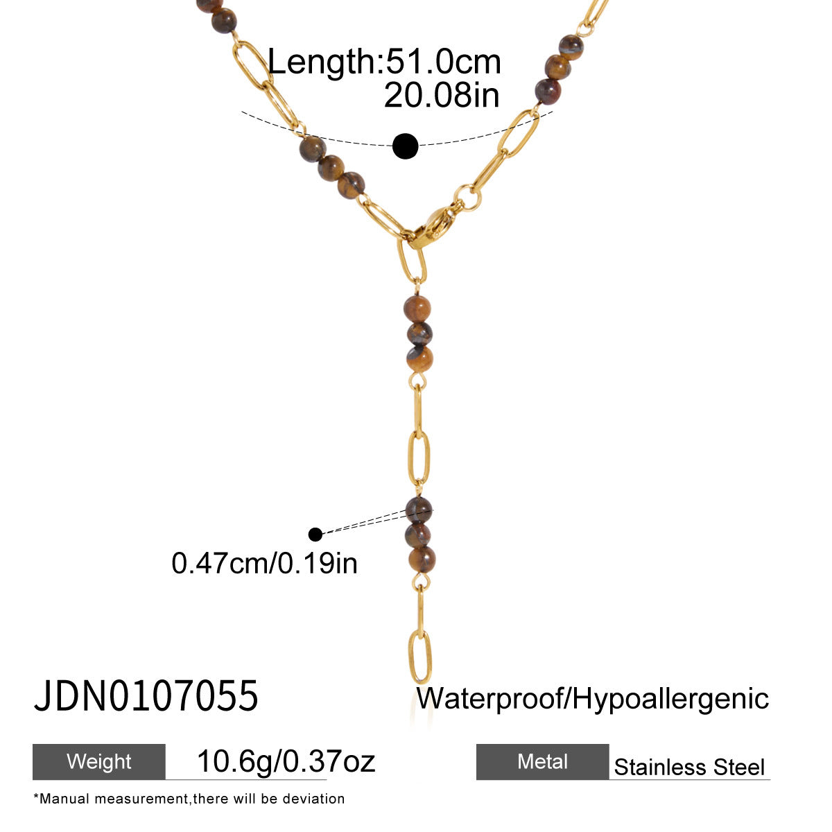 Collier en acier de titane pour l'oeil de Tigre