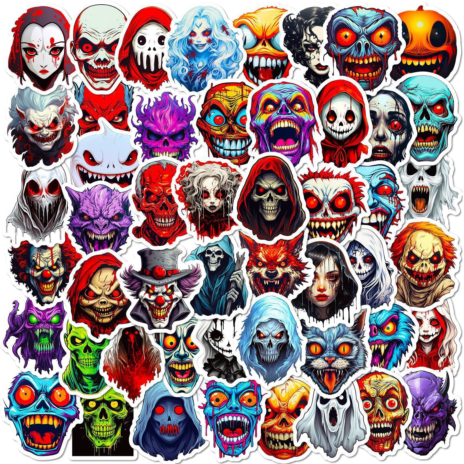 300 Stickers Ghost Graffiti Stickers Soupir de citrouille de dessin animé Halloween Décoration Sticke
