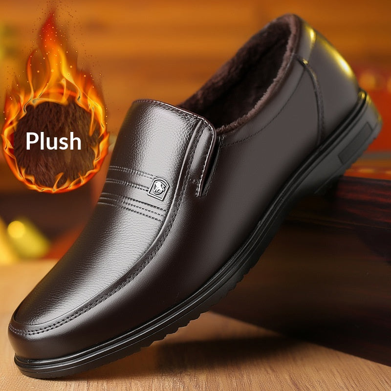 Chaussures décontractées en cuir véritable en cuir d'une semelle plate ronde pour hommes