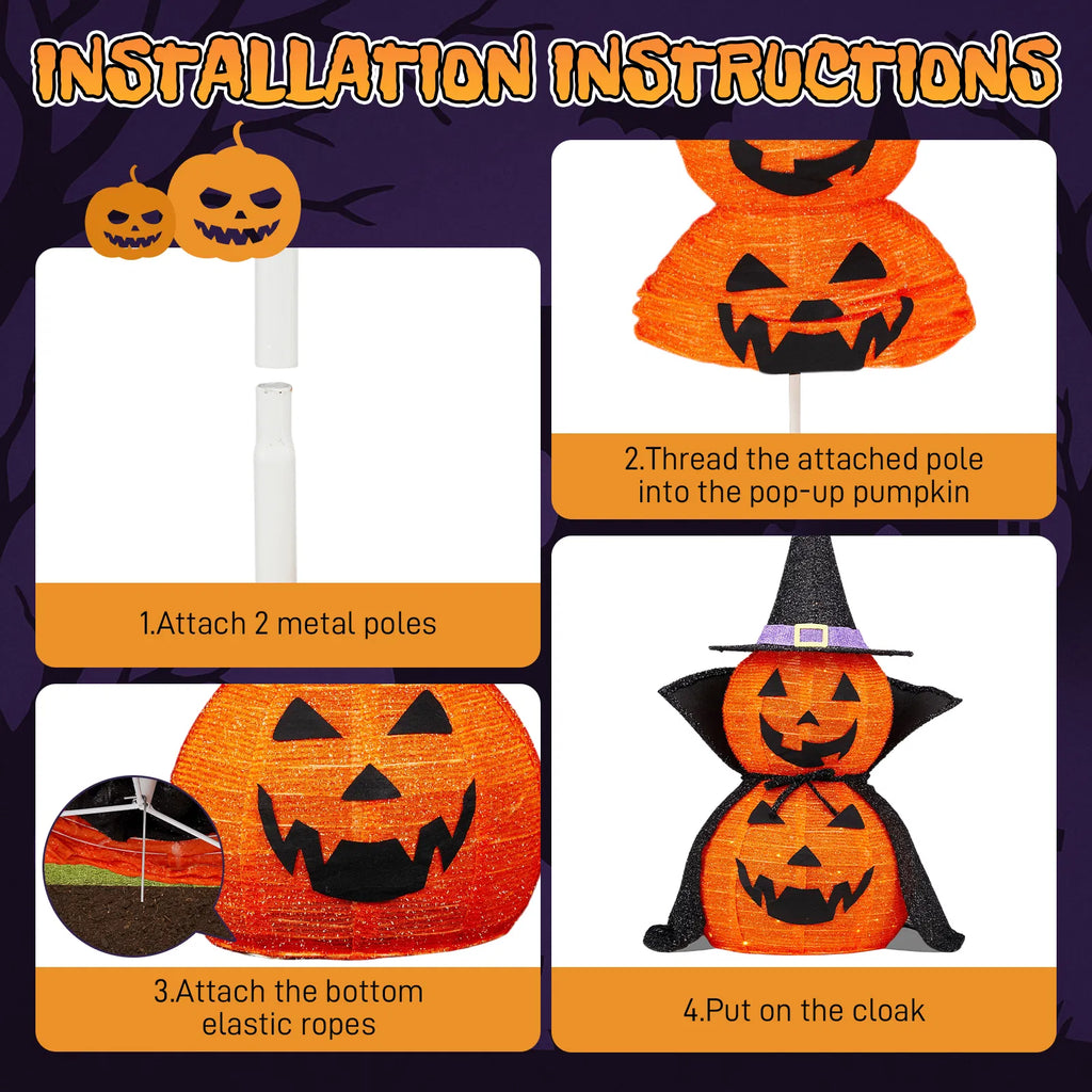 2Packs Décoration de citrouille légère collapsible Halloween 3FT