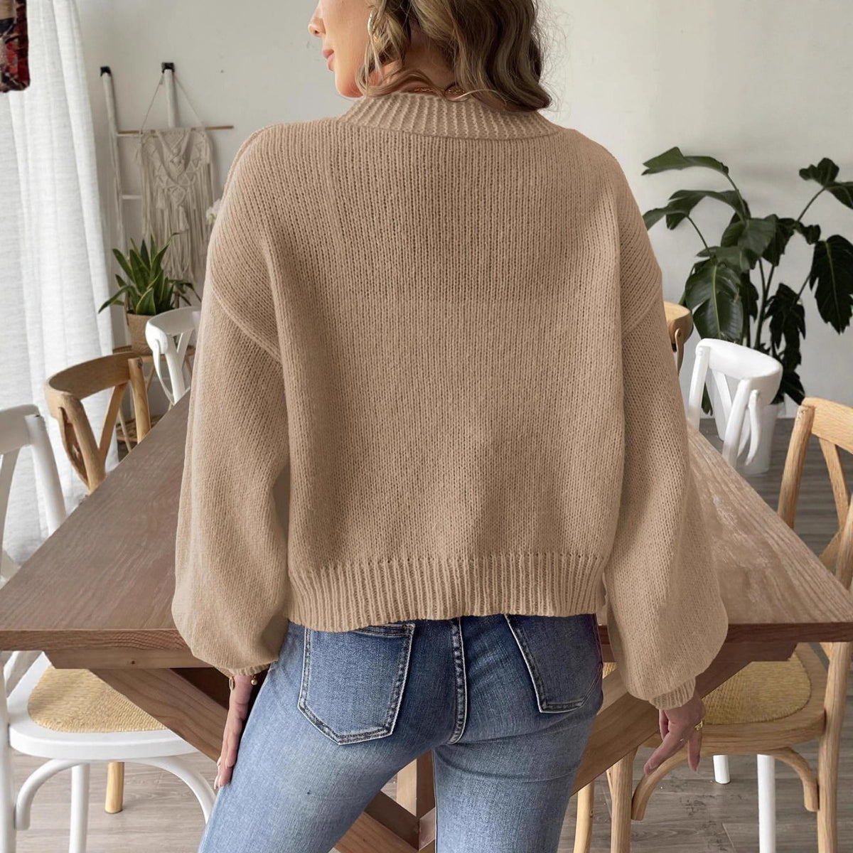 Femme Woolen Cardigan Sweater European And American Vêtements Automne et hiver Lanterne S