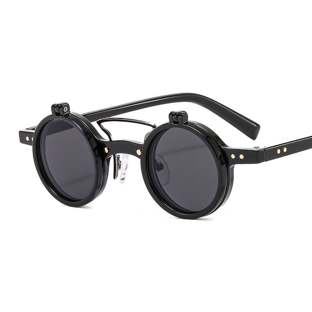 Lunettes de soleil Flip double couche à cadre rond