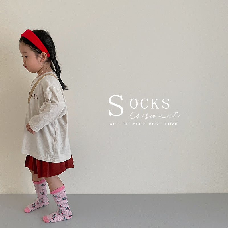 Chaussettes pour enfants Printemps Été Bébé Pile mince Chaussettes pour femmes