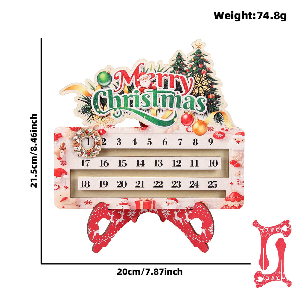Créative Cartoon Countdown Christmas Wooden Tabletop Craft