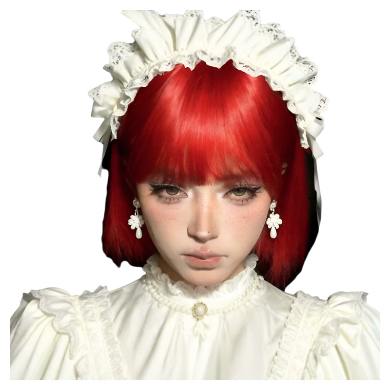 Femme Short Wig Cosplay Versatile Rouge Brillant Bob Cut Wig