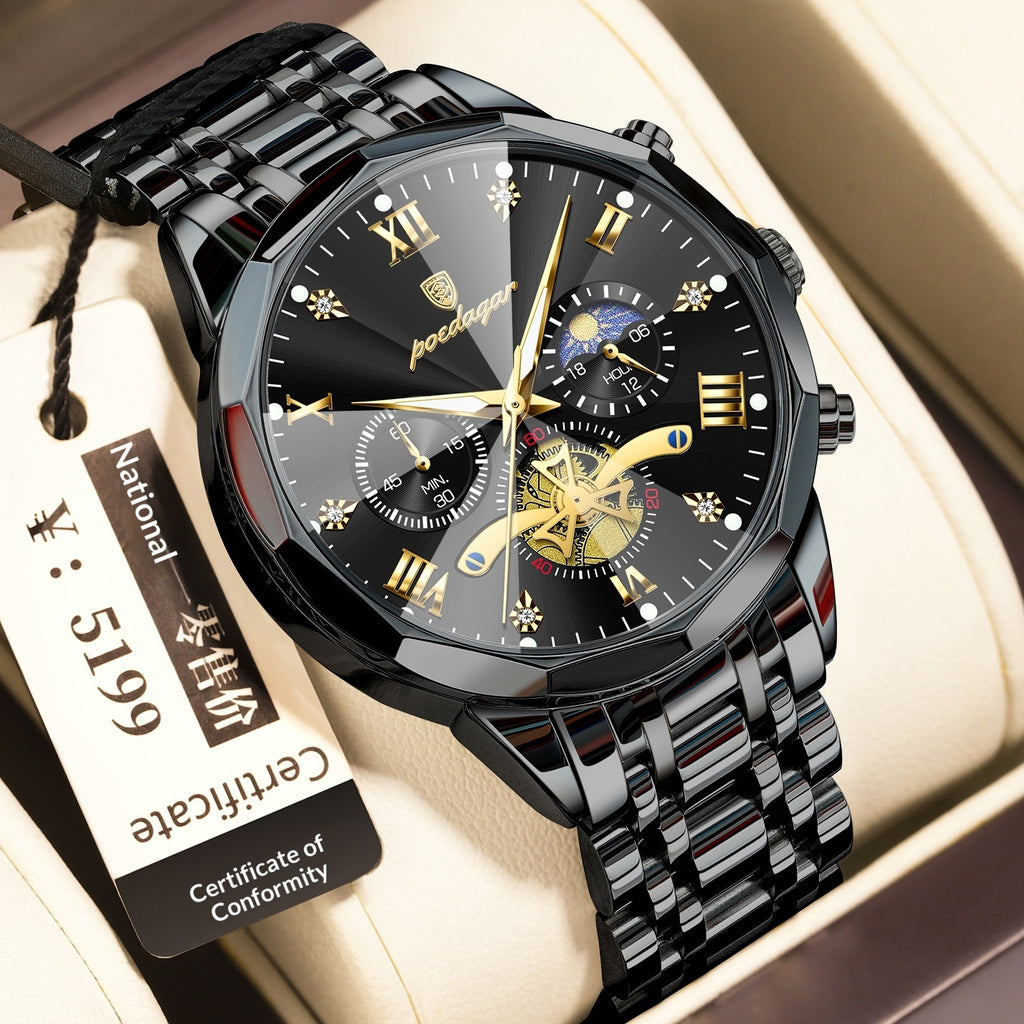 Montre Quartz multifonctionnelle imperméable pour hommes