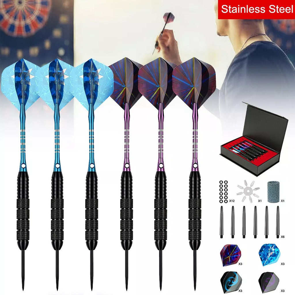 6Pack Professional Tungsten Darts Tip Set Steel Shaft 12 Vols avec Case UK