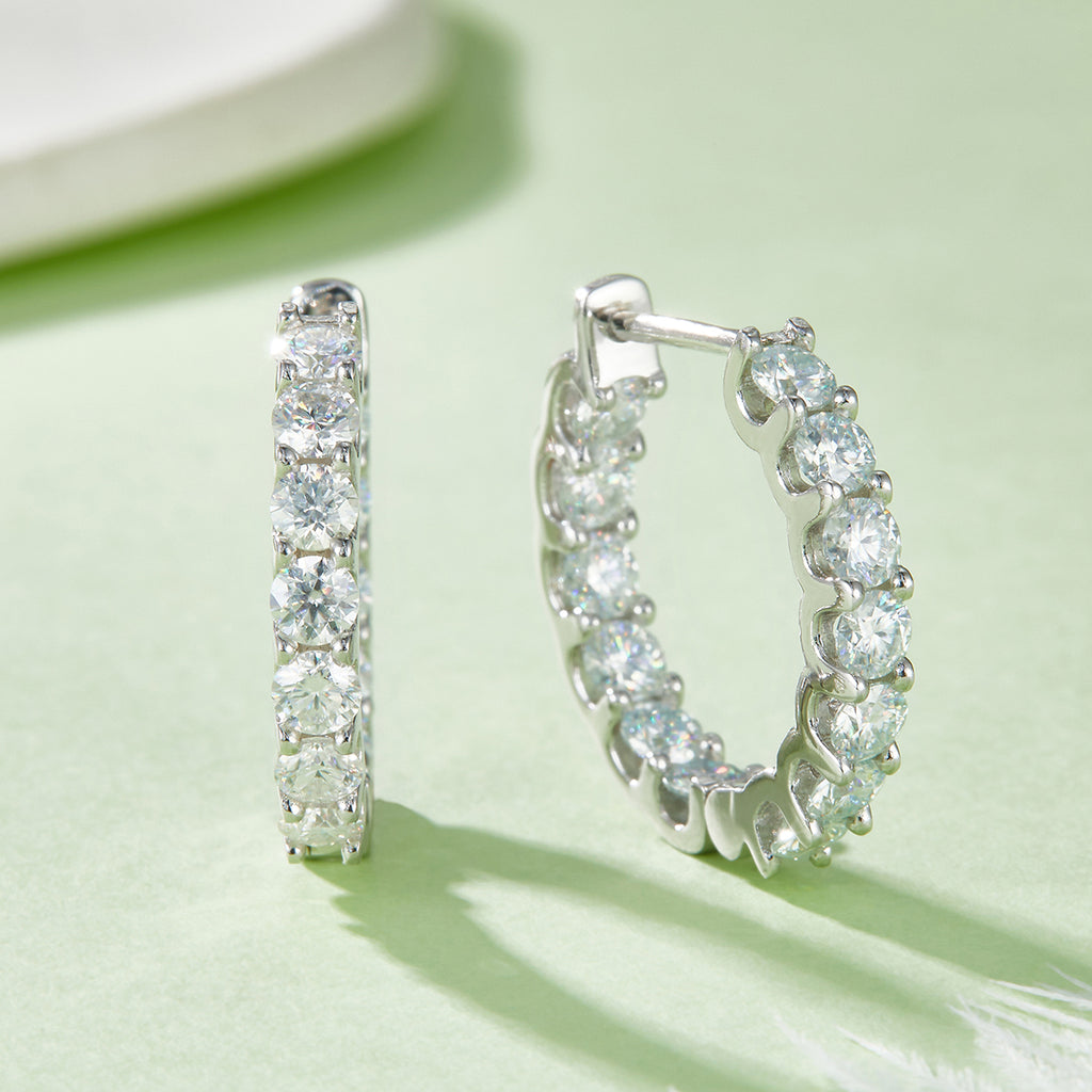 S925 Argent Sterling D Couleur VVS1 Boucles d'oreilles Moissanite Hoop 20mm Pave Platinum P